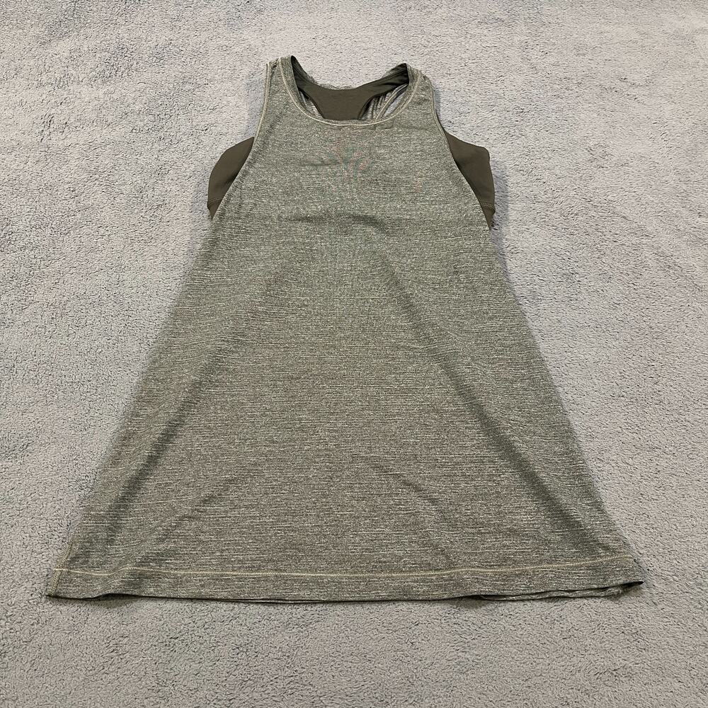 Lululemon Extra Mile Dark Olive Yoga 2-in-1 Built-In Bra Tank Top Women's Size 8